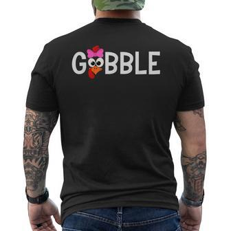 Gobble Gobble Turkey Face Thanksgiving Family Matching Men's T-shirt Back Print - Seseable