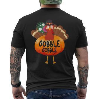 Gobble Gobble Cute Thanksgiving Turkey In Hawaiian Pumpkin Mens Back Print T-shirt | Mazezy