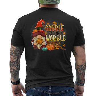 Gobble Till You Wobble Thanksgiving Gnome Pumpkin Men's T-shirt Back Print - Seseable
