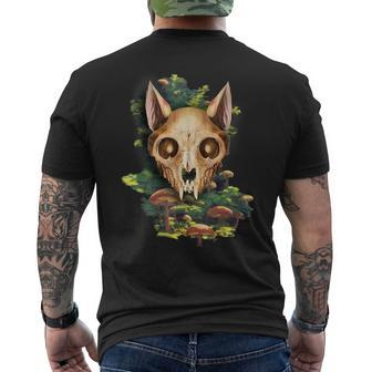 Goblincore Cat Skull Forest Mens Back Print T-shirt | Mazezy
