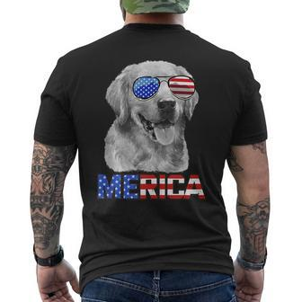 Golden Retriever Dog Merica 4Th July Patriotic American Patriotic Funny Gifts Mens Back Print T-shirt | Mazezy