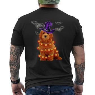 Goldendoodle Dog Light Pumpkin Halloween Men's T-shirt Back Print - Monsterry
