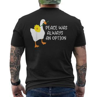 Goose I Choose Peace Mens Back Print T-shirt | Mazezy