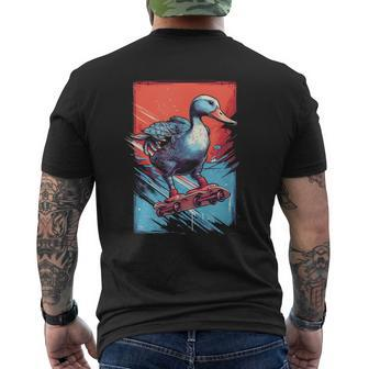 Goose Riding Skateboard Skateboarder Geese Skateboarding Mens Back Print T-shirt | Mazezy