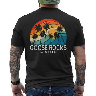 Goose Rocks Beach Maine Palm Tree Tropical Beach Souvenir Mens Back Print T-shirt | Mazezy