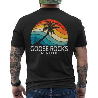 Goose Rocks Beach Maine Tropical Beach Palm Tree Souvenir Mens Back Print T-shirt | Mazezy