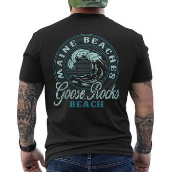 Goose Rocks Beach Retro Wave Circle Mens Back Print T-shirt | Mazezy