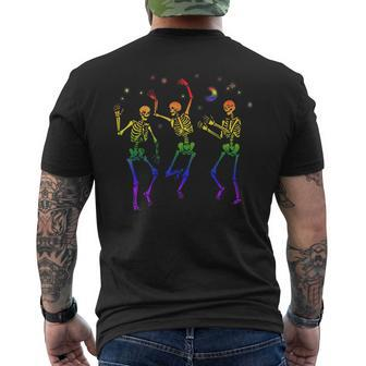 Goth Dancing Skeleton Gay Lesbian Lgbt Pride For Halloween Mens Back Print T-shirt | Mazezy