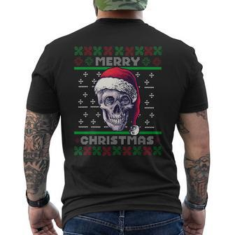 Gothic Christmas Ugly Sweater Goth Skull Christmas Men's T-shirt Back Print | Mazezy