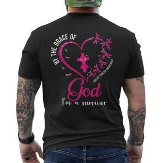By The Grace God Im A Survivor Breast Cancer Survivor Men's T-shirt Back Print - Monsterry