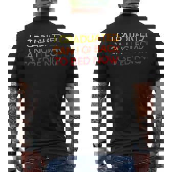 I Graduated Can I Go Back To Bed Now Retro Groovy Graduation Men's T-shirt Back Print - Thegiftio UK