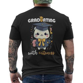 Graduating With Cuteness Kawaii Cat Graduation 2023 Mens Back Print T-shirt | Mazezy
