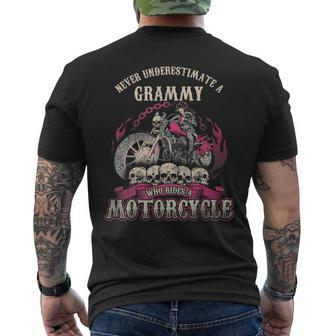 Grammy Biker Chick Gift Never Underestimate Motorcycle Mens Back Print T-shirt - Seseable
