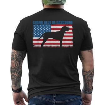 Grand Bleu De Gascogne Shadow In American Flag Patriotic Men's T-shirt Back Print | Mazezy