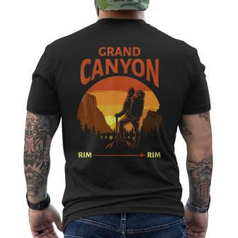 Grand Canyon National Park Rim Rim Retro Hiking Men's T-shirt Back Print - Monsterry CA