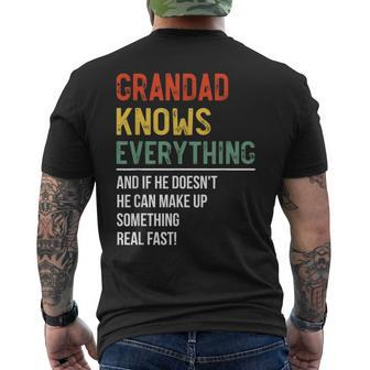 Grandad Knows Everything Fathers Day Grandad Mens Back Print T-shirt - Thegiftio UK