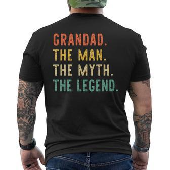 Grandad The Man The Myth Legend Fathers Day Vintage Retro Mens Back Print T-shirt | Mazezy