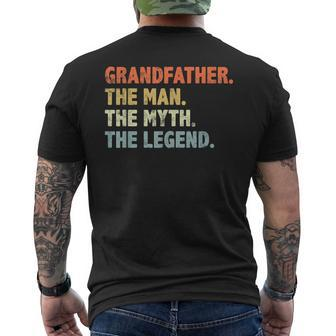 Grandfather The Man Myth Legend Fathers Day Funny Grandpa Mens Back Print T-shirt | Mazezy