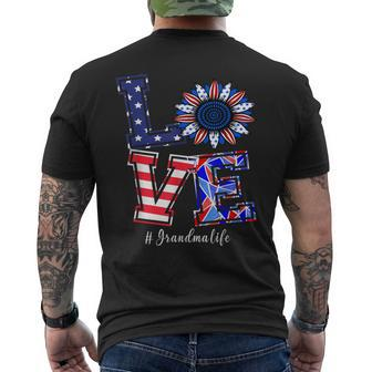 Grandma Life 4Th Of July Love Sunflower American Flag Mens Back Print T-shirt - Monsterry AU