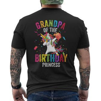 Grandpa Of The Birthday Princess Dabbing Unicorn Girl Men's Back Print T-shirt | Mazezy DE
