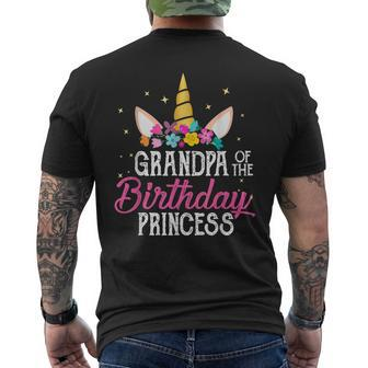 Grandpa Of The Birthday Princess Father Girl Unicorn Men's Back Print T-shirt | Mazezy DE