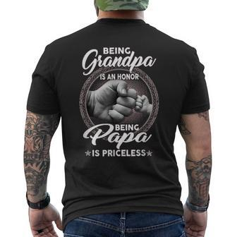 Being Grandpa Is An Honor Papa Is Priceless Fathers Day Men's T-shirt Back Print - Monsterry