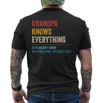 Grandpa Know Everything - Grandpa Dad Fathers Day Mens Back Print T-shirt - Seseable