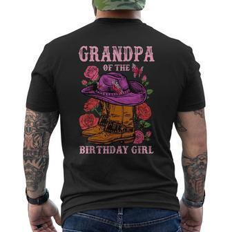 Grandpa Of The Birthday Girl Pink Boots Cowgirl Matching Grandpa Funny Gifts Mens Back Print T-shirt | Mazezy