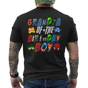 Grandpa Of The Superhero Birthday Boy Super Hero Family Men's T-shirt Back Print - Monsterry
