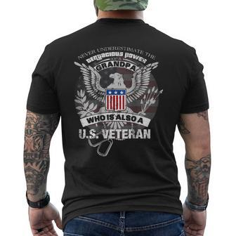 Grandpa Veteran Never Underestimate The Power Of A Veteran Mens Back Print T-shirt - Seseable