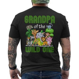 Grandpa Of The Wild One Zoo Birthday Safari Jungle Animals Men's Back Print T-shirt | Mazezy