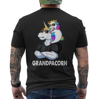 Grandpacorn Unicorn Grandpa And Baby Fathers Day Men's Back Print T-shirt | Mazezy