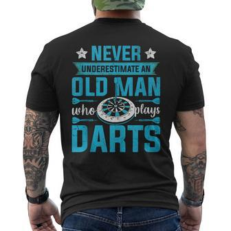 Grandparents Never Underestimate An Old Man Who Plays Darts Men's T-shirt Back Print - Seseable