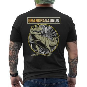 Grandpasaurus Grandpa Dinosaur Fathers Day Men's Back Print T-shirt | Mazezy