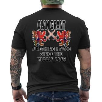 Grant Scottish Tartan Scotland Family Clan Name Mens Back Print T-shirt | Mazezy