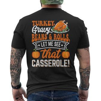 Gravy Beans And Rolls Let Me Cute Turkey Thanksgiving Men's T-shirt Back Print - Thegiftio UK