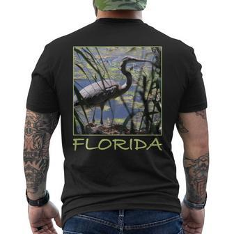 Great Blue Heron Florida’S Waterbird Aesthetic Graphic Men's T-shirt Back Print | Mazezy