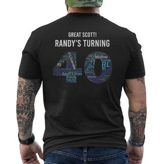 Great Scott Randys Turning 40 Mens Back Print T-shirt | Mazezy