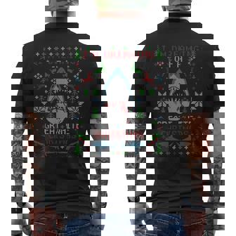 Great White Shark Ugly Christmas Sweater Party Men's T-shirt Back Print - Monsterry
