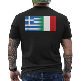 Greek Italian Flag Gift Greece Italy Pride Heritage Mens Back Print T-shirt | Mazezy