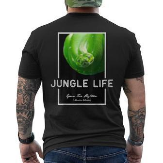 Green Tree Python Morelia Viridis Jungle Life Snake T Men's T-shirt Back Print | Mazezy