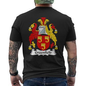 Greenfield Coat Of Arms Family Crest Men's T-shirt Back Print | Mazezy