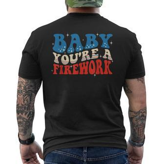 Groovy Baby Youre A Firework 4Th Of July American Flag Mens Back Print T-shirt | Mazezy