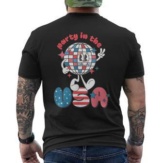 Groovy Disco Funny Party In The Us July 4Th Usa Patriotic Mens Back Print T-shirt - Seseable
