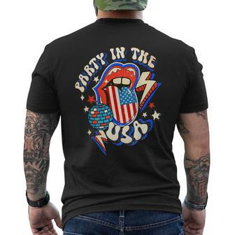 Groovy Disco Funny Party In The Us July 4Th Usa Patriotic Mens Back Print T-shirt | Mazezy