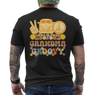 Groovy Grandma Hippie Peace Retro Matching Party Family Mens Back Print T-shirt | Mazezy