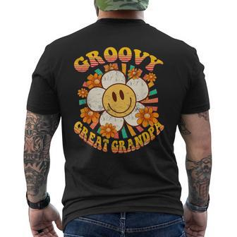 Groovy Great Grandpa Daisy Flower Smile Face 60S 70S Family Mens Back Print T-shirt - Seseable
