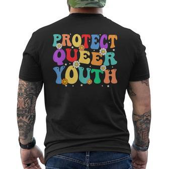 Groovy Protect Queer Youth Protect Trans Kids Trans Pride Mens Back Print T-shirt | Mazezy