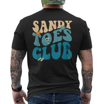 Groovy Sandy Toes Club Beach Summer Vibes Trip Kids Toddler Mens Back Print T-shirt | Mazezy