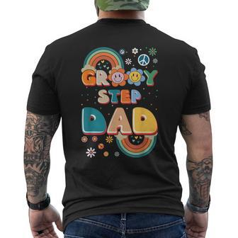 Groovy Step Dad Stepdaddy Step Father Fathers Day Retro Gift For Mens Mens Back Print T-shirt - Seseable